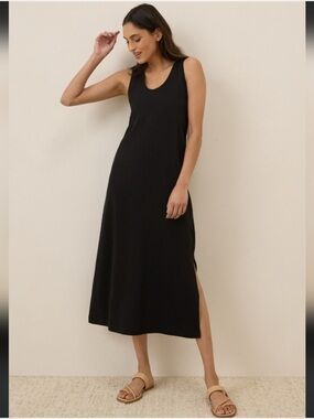 Pact Black Organic Cotton Softspun Tank Midi Dress- L